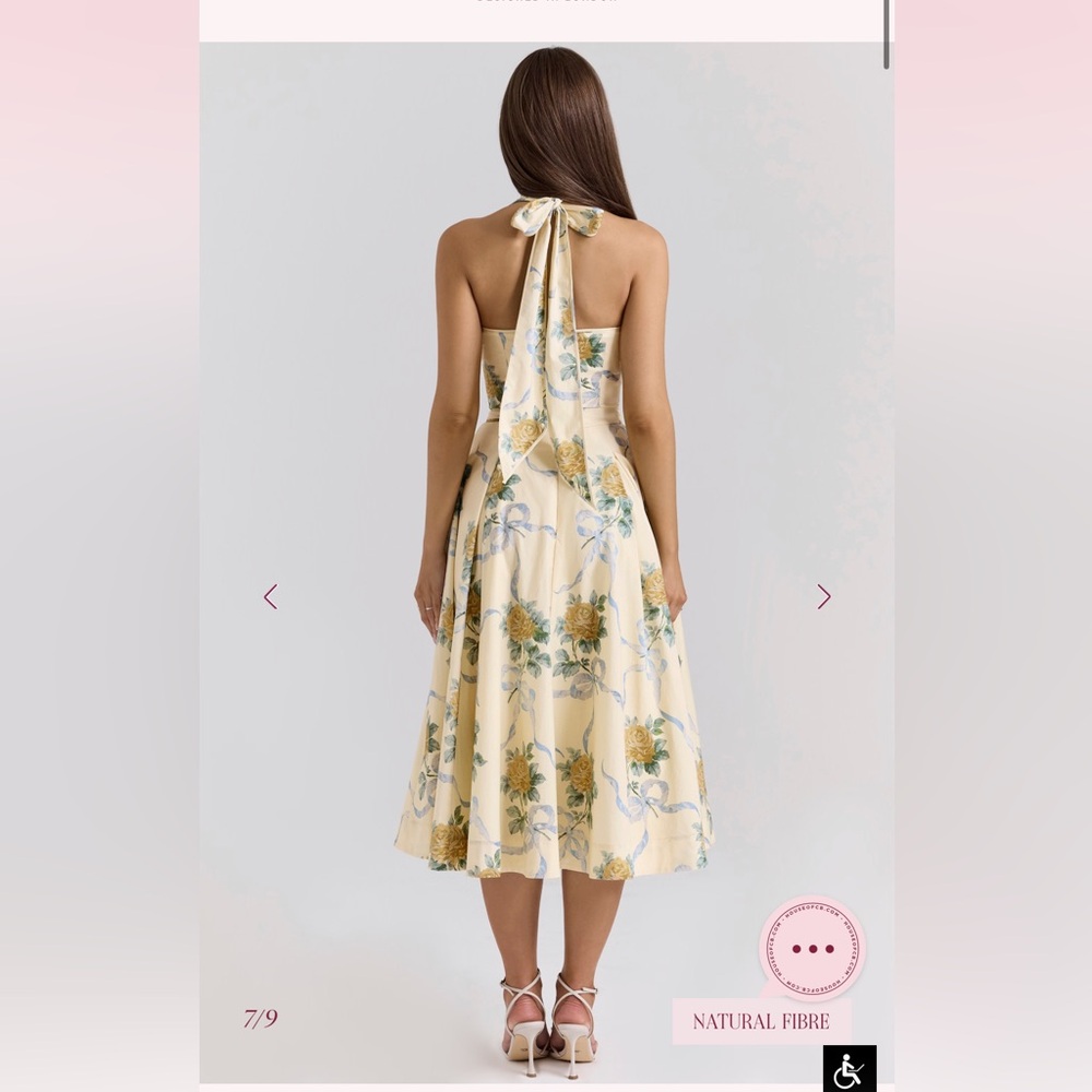 House of CB Cream Floral Halter Midi Dress - Picture 7 of 11